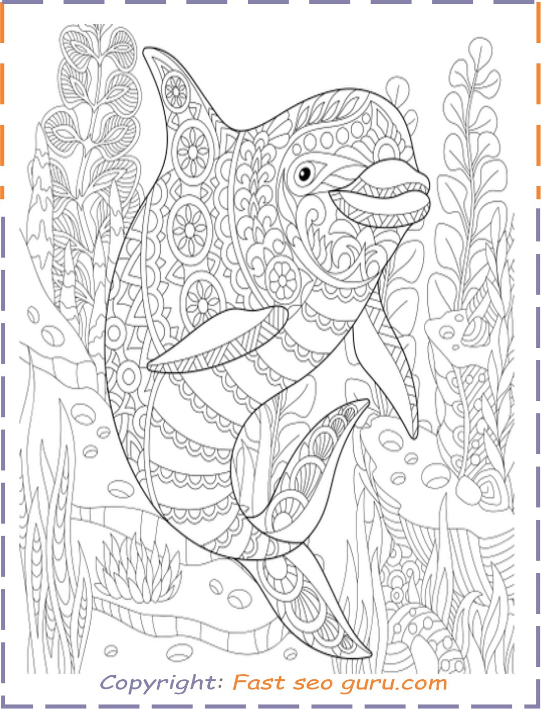 Dolphin colouring pages for adults